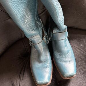Leather Frye buckle boots